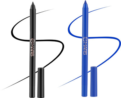 MARS Highly pigmented smudge proof water proof Kajal Velour Black and High Tide Blue(Shade-02, Shade-03, 2.8 g)