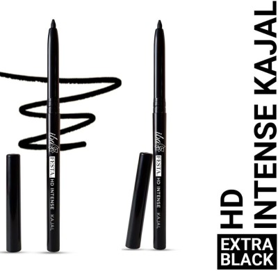 Iba Festa HD Intense Kajal | 16Hr Long Lasting, Waterproof & Smudgeproof | Pack of 2(Jet Black, 0.7 g)