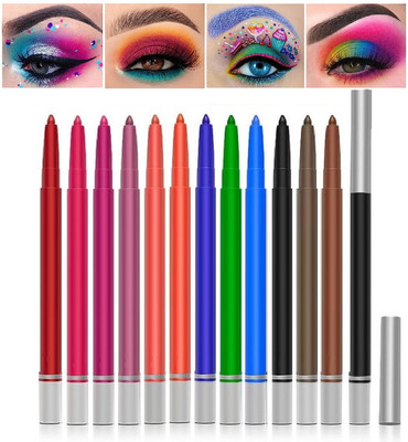 DARVING HD MATTE FINISH CRAYON KAJAL AND EYE LINER SET OF 12(MULTI COLOR, 24 g)