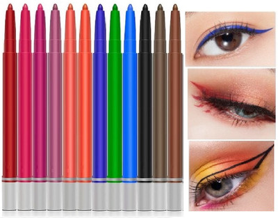 DARVING 12 Colors Long-lasting Eye Liner Pencil Waterproof Pigmented(MULTI COLOR, 24 g)