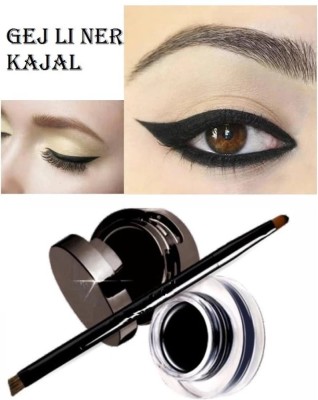 tanvi27 Jet Black Waterproof Gel Kajal and Powder Cake(black, 7 g)