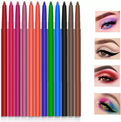 DARVING 12pcs Colours Dual-Use Matte Finish Pencil Eye and Lip Liners Set(MULTI COLOR, 24 ml)