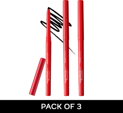 FACES CANADA Magneteyes Kajal | 24HR Long Stay | Fade Proof & Smudge Proof | Pack of 3(Black, 1.05 g)