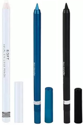 Aylily MATTE FINISH MULTI COLOR KAJAL LINER FOR COLORFUL(Velour Black, High Tide Blue, IceBerg White, 9 g)