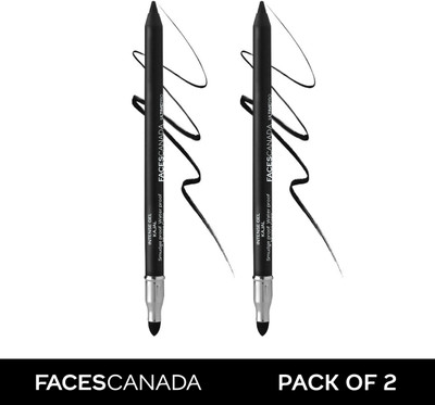 FACES CANADA Ultime Pro Intense Gel Kajal With Smudger & Sharpener | Pack of 2(Black, 2.4 g)