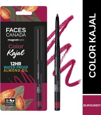 FACES CANADA Magneteyes Color Kajal | Water Proof 12HR Longstay With Almond Oil(Burgundy Love, 0.3 g)