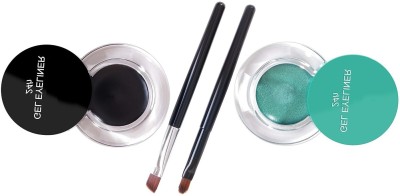 MYEONG 2-In-1 Gel Eyeliner In Black And Green Colour Waterproof With 2 Brush Set(Green, Black, 8 g)