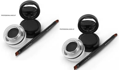 THTC Gel Kajal Cake & Eye Liner 2 in 1 with Dual Side Brush(BLACK, 14 g)