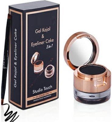 FLENGO Studia Touch Gel Kajal & Eyeliner Cake 2 in 1 smudge proof(BLACK, 7 g)