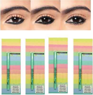 RED4 Eyes Black color Kajal Intense Black 24Hr Waterproof Matte Finish 4l(Black, 1 g)