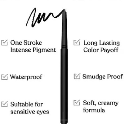 Amaryllis HD Waterproof Long kohl Kajal Smudge-Proof Pack Of 1(Black, 2 g)