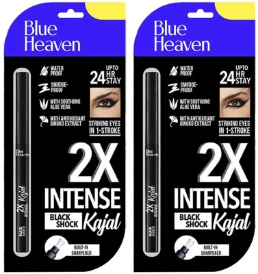 BLUE HEAVEN 2X Intense Black Shock Kajal (Pack of 2)(Multicolor, 0.7 g)