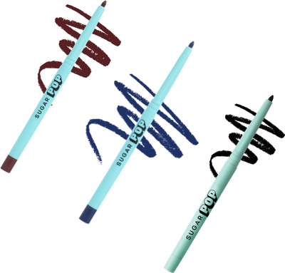SUGAR POP Compelete Kajal Kit-01 Black +02 Blue +03 Brown(Multicolor, 3 ml)