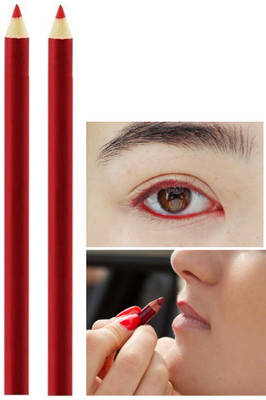 THTC Combo Red pencil kajal & eye liner matte smooth finish water proof(RED, 4 g)