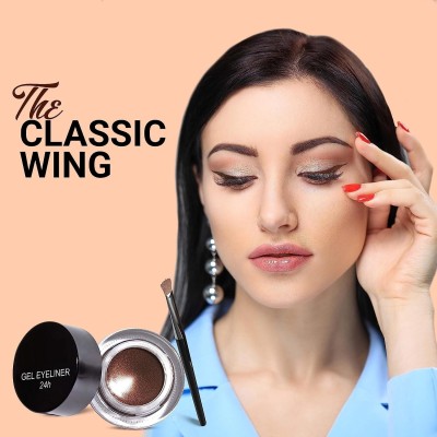 tanvi27 Best Gel Eyeliner & Eyebrow Kit Brown Black Water-proof with Eye Liner Brush(DEEP BLACK, DARK BROWN, 7.2 g)