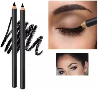 HUZURLU Highly Pigmented Intense Matte Smudge-proof kajal-08(BLACK, 4 g)