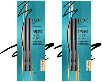 Lakmé 9 to 5 Eyeconic Kajal Twin Pack, lasts upto 24hrs PO2(Deep Black, 0.7 g)