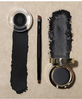 luzimaisa 2 in 1 24 Hours Gel Kajal Cake & Eyeliner With Dual Side Applicator Brush 7 g(Black)