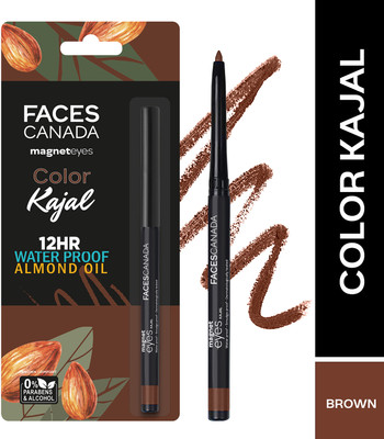 FACES CANADA Magneteyes Color Kajal | Water Proof 12HR Longstay With Almond Oil(Brown Comfort, 0.3 g)