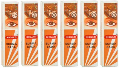 DAQAN khojati surma kohl sada pack of 6 for men & women 6x3g=18g(black, 18 ml)