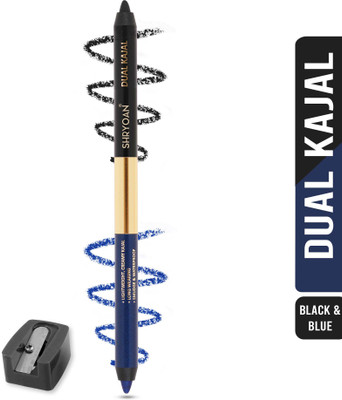 Shryoan Shimmery Dual Kajal with Sharpener |Waterproof| Long-Lasting & smudge proof(Black & Blue, 1.35 g)