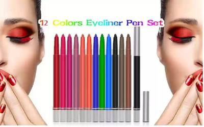 Neycare MATTE FINISH CRAYON KAJAL AND EYE LINER SET OF 12(Multi-colored, 24 g)