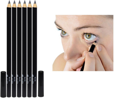 GFSU - GO FOR SOMETHING UNIQUE 6Pc Longwear Black Pencil Kajal & Liner 2 in 1(Black, 9 g)