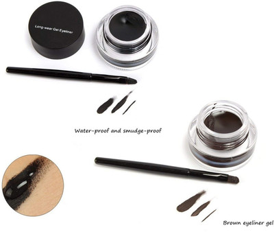 NADJA 2 in 1 Gel Eyeliner Water-proof with Eye Liner Brush(WALNUT/INK, 6 ml)