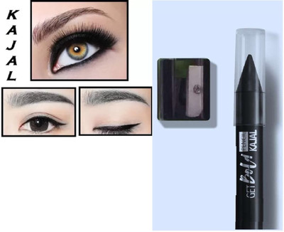 AMOSFIA Long Lasting Smudge Proof Kajal(BLACK, 3.2 g)