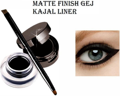 BLUEMERMAID Best Matte Finish 2 IN 1 Studios Touch Gel Kajal Eyeliner Cake 24H Long Lasting(BLACK, 7 g)