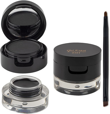 SEUNG Best Gel Kajal Cake & Eyeliner 2in1 With Dual Side Applicator Brush(BLACK, 7 g)