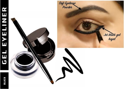 GABBU Eyebrow and Gel Eyeliner 2 in 1 7 g (WATERPROOF&SMUDGE-PROOF)(black, 7 g)