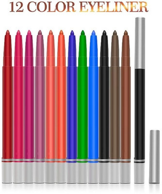 DARVING LONG LASTING PEN MULTI CRAYON EYE LINER FOR WOMEN SET OF 12(MULTI COLOR, 24 g)