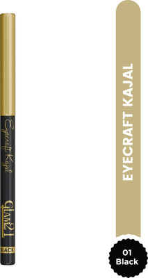 Glam21 Eyecraft Kajal Eyeliner Pencil Long-Lasting Waterproof Matte Finish(Black, 0.35 g)