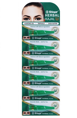 SHINGAR Herbal Kajal Stick With Goodness of Almond oil & Shea butter - 2g (Pack Of 6)(Black, 12 g)