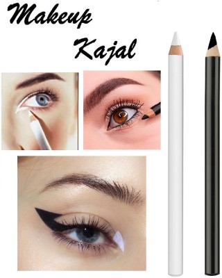 SEUNG Eye Makeup With Smudge able Semi-Matte Finish Kajal(white, black, 4 g)