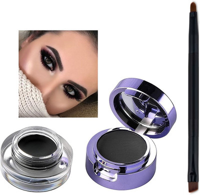 THTC 2 In 1 Waterproof Gel Eyeliner Kajal With Dual End Professional Brush(BLACK, 7 g)