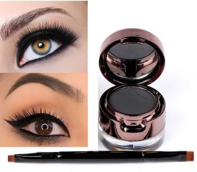 BLUEMERMAID Professional 2 In 1 Gel Eyeliner Kajal With Dual End Professional Brush(BLACK, 7 g)