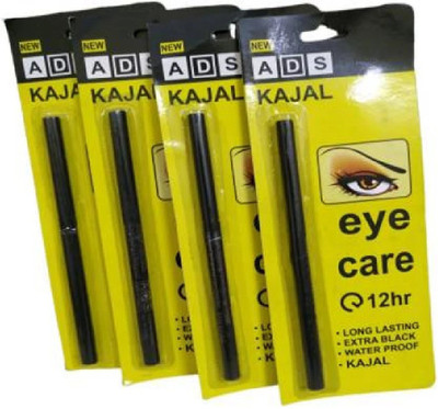 ads kajal Long Lasting Extra Black Waterproof combo pack of 4(Black, 6 g)