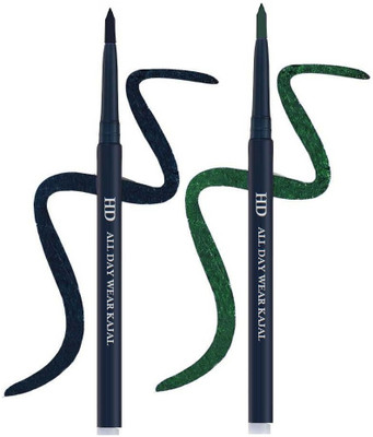 MYEONG New WATER PROOF AND SMUDGE PROOF CRAYON KAJAL(Green, Black, 0.7 g)