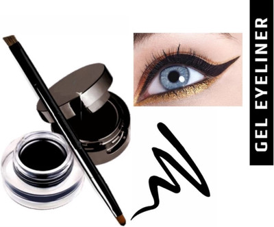 HUZURLU Use Eyeliner 2in1 With Dual Side Applicator Brush 24 Hours Long Lasting(black, 7 g)