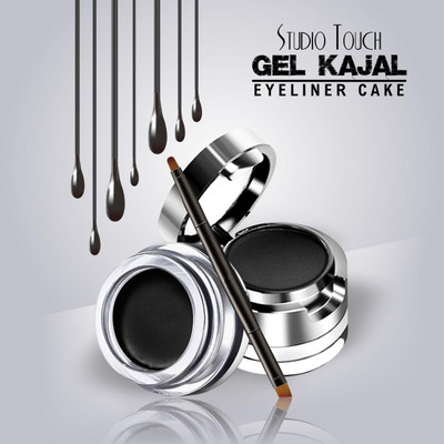 MYEONG Gel Kajal Cake & Eyeliner 2 in 1 With Dual Side Applicator (4gm +3gm(Black kajal, 7 g)