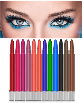 DARVING SHINE PEN MULTI COLOR CRAYON EYE LINER AND KAJAL FOR WOMEN SET OF 12(MULTI COLOR, 24 g)