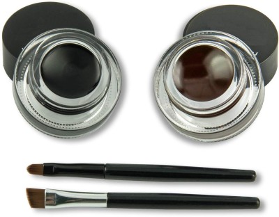 Herrlich Best Waterproof Black and Brown Gel Eyeliner With brush(BLACK, BROWN, 6 g)