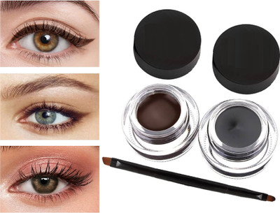 sheny soft Waterproof Eyebrow & Gel Eyeliner 2 In 1 With Brush(black, brown, 20 g)
