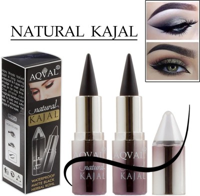 AQVAL Professional Eye Makeup Long Lasting,Waterproof Jet Black Kajal(BLACK, 6 g)