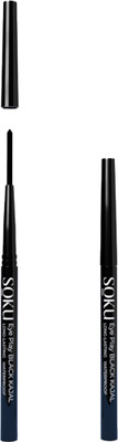 SOKU Eye Play Matte Finish Smudge Proof & Waterproof Long Lasting Black Kajal(Black, 0.3 g)