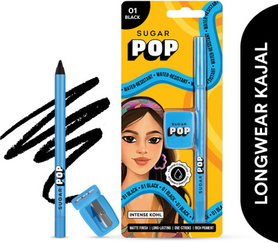 SUGAR POP Intense Kohl 01 Black - Water-resistant | Smudge-proof | Sharpener included(black, 1.2 g)