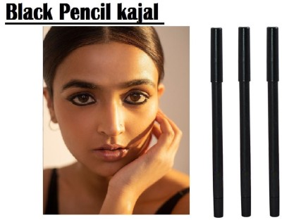 THTC 3 pc Matte Finish Black Pencil Kajal(Black, 6 g)