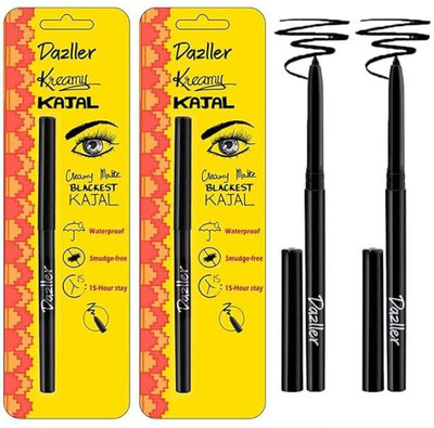 Dazller Kreamy Kajal-Pack of 2,Blackest Black,Smudge-Proof, Creamy Matte Finish(black, 4.5 g)